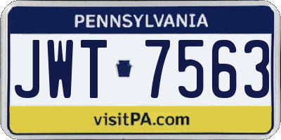 PA license plate JWT7563