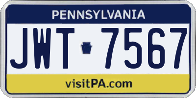 PA license plate JWT7567