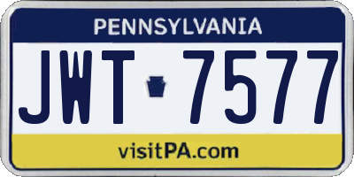 PA license plate JWT7577