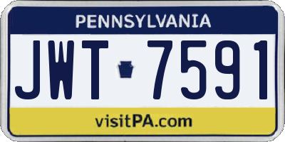 PA license plate JWT7591
