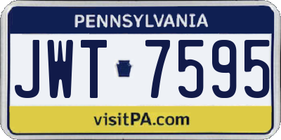 PA license plate JWT7595