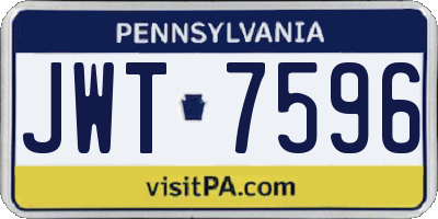 PA license plate JWT7596