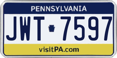 PA license plate JWT7597