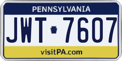 PA license plate JWT7607