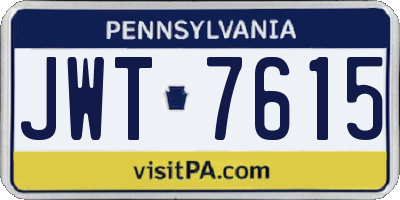 PA license plate JWT7615