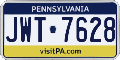 PA license plate JWT7628