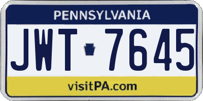 PA license plate JWT7645