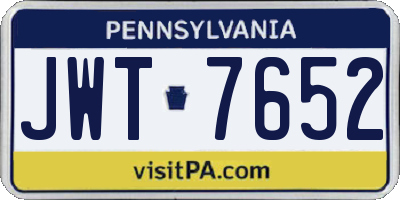 PA license plate JWT7652