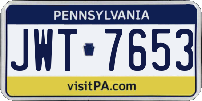 PA license plate JWT7653