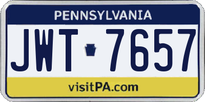PA license plate JWT7657