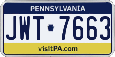 PA license plate JWT7663