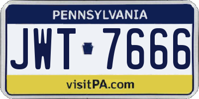 PA license plate JWT7666