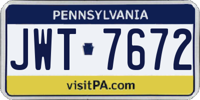 PA license plate JWT7672