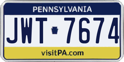 PA license plate JWT7674