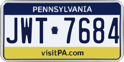 PA license plate JWT7684