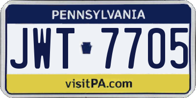 PA license plate JWT7705