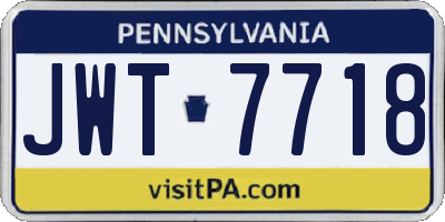 PA license plate JWT7718