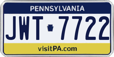 PA license plate JWT7722