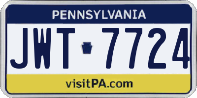 PA license plate JWT7724