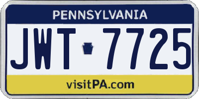 PA license plate JWT7725