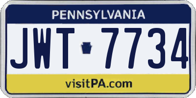 PA license plate JWT7734