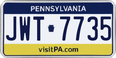 PA license plate JWT7735