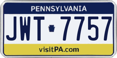 PA license plate JWT7757