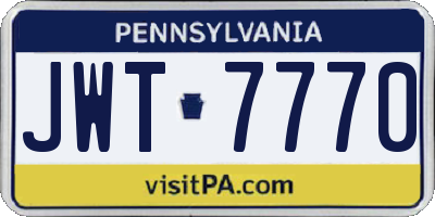 PA license plate JWT7770