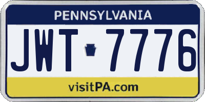 PA license plate JWT7776