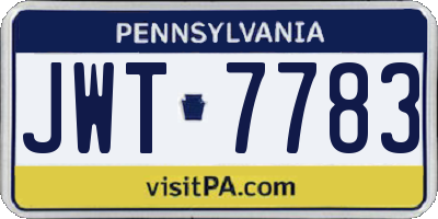 PA license plate JWT7783