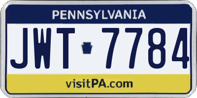 PA license plate JWT7784