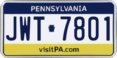 PA license plate JWT7801
