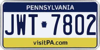 PA license plate JWT7802