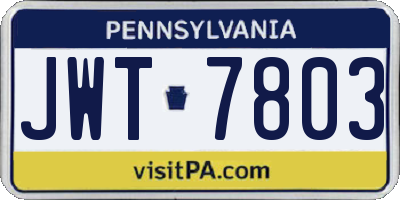 PA license plate JWT7803