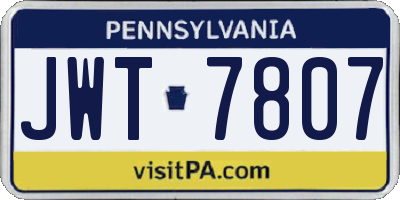 PA license plate JWT7807