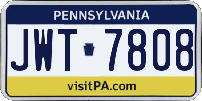 PA license plate JWT7808