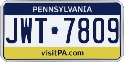 PA license plate JWT7809