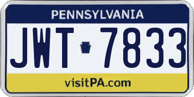 PA license plate JWT7833