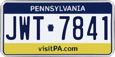 PA license plate JWT7841