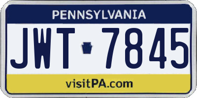 PA license plate JWT7845