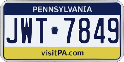 PA license plate JWT7849