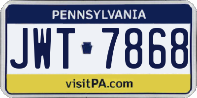 PA license plate JWT7868