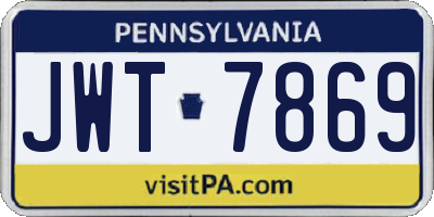 PA license plate JWT7869