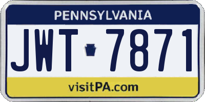 PA license plate JWT7871