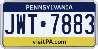 PA license plate JWT7883