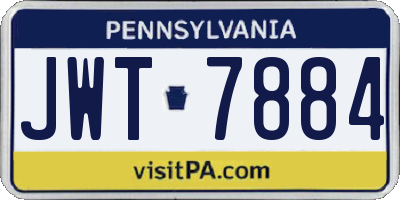 PA license plate JWT7884