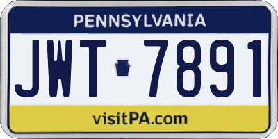 PA license plate JWT7891