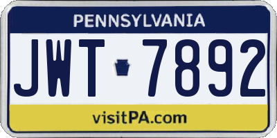 PA license plate JWT7892