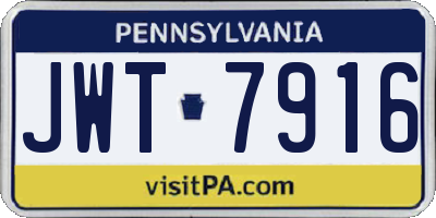 PA license plate JWT7916
