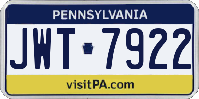 PA license plate JWT7922